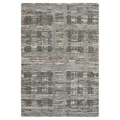 4'x6'1" Light Gray Modern Design Natural Wool Hand Knotted Oriental Rug