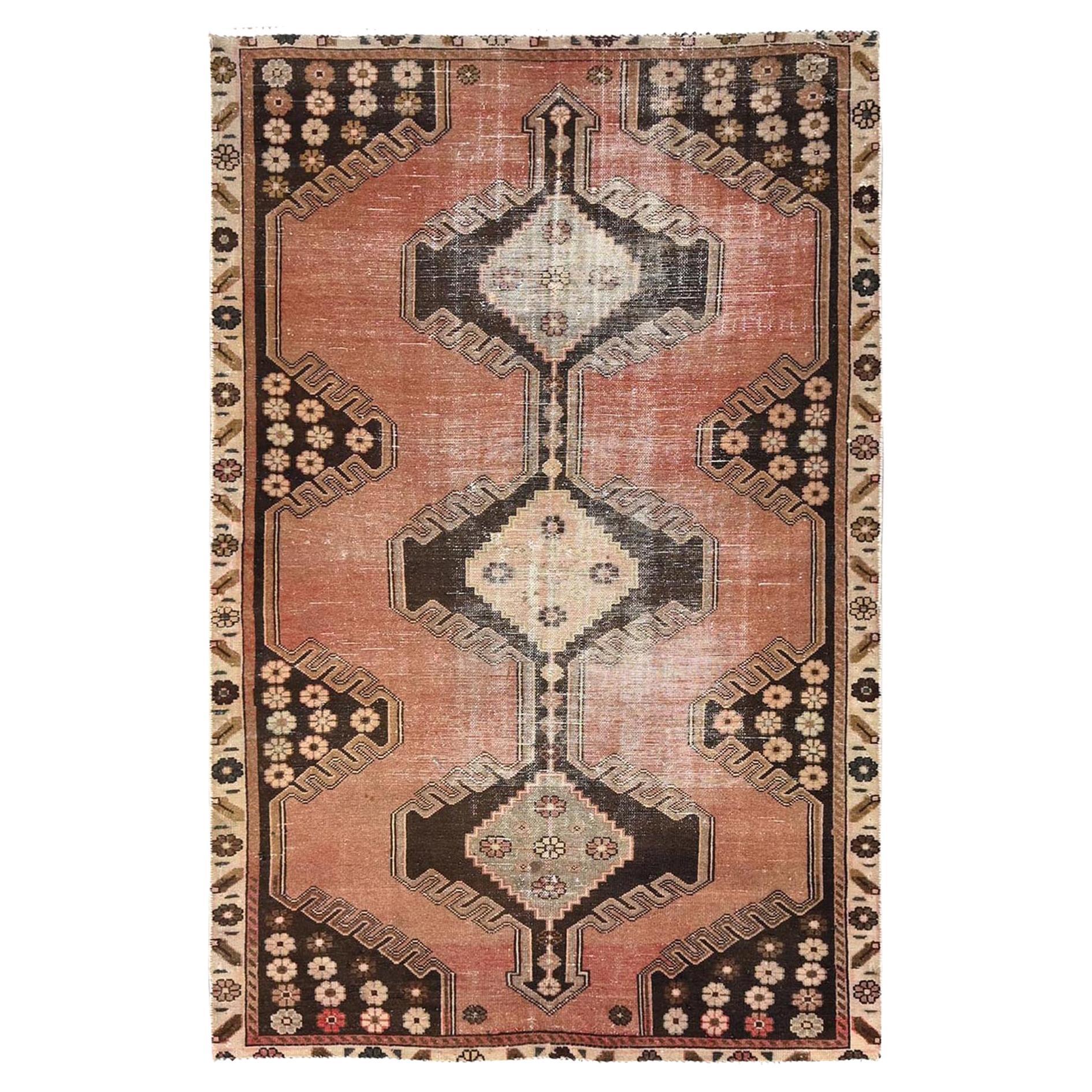 4
x6
1" Pfirsich Farbe Vintage Persisch Bakhtiar Wolle Null Flor Hand geknüpft Teppich