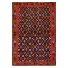 4'x6'1" Red Colorful Afghan Baluch with All Over Design Hand Knotted Wool Rug