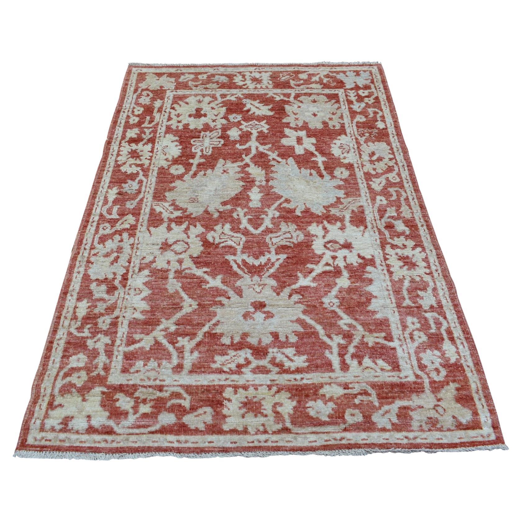 4'x6'1" Rich Red Angora Oushak Extremely Durable Hand Knots Rugs oriental