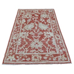4'x6'1" Reicher roter Angora Oushak Extrem langlebiger handgeknüpfter orientalischer Teppich