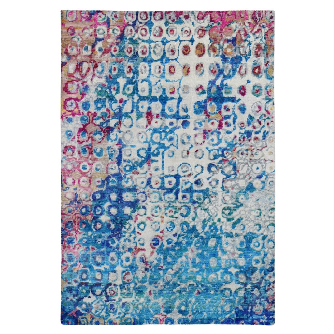 4'x6'1" THE PEACOCK Sari Silk Colorful Hand Knotted Oriental Rug