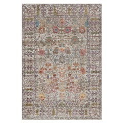 4
x6
1" White Silk with Textured Wool Hand Knotted Flower Vase Design Rug