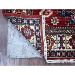 Alfombra oriental de lana pura «Super Kazak» tejida a mano, de 122 x 189 cm, color rojo baya