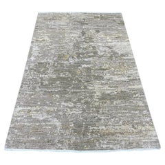 4'x6'2" Brown Modern Abstract Design Hand Knotted Afghan Wool Oriental Rug