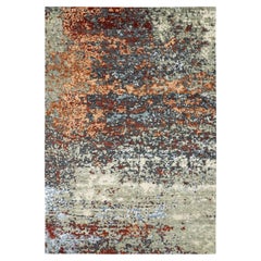 Tappeto in lana annodato a mano 4
x6
2" grigio-arancio Persian Knot Abstract Galaxy Design/One