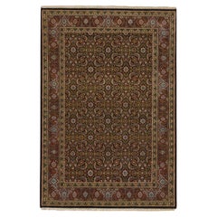 4'x6'2" Jade Schwarz Herati Design Wolle/Seide Handgeknüpft 250 KPSI Orientteppich