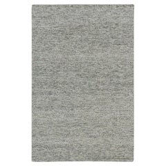 4'x6'2" Rock Ridge Gris Tapis d'Orient en laine non teintée, noué à la main avec un motif d'herbe