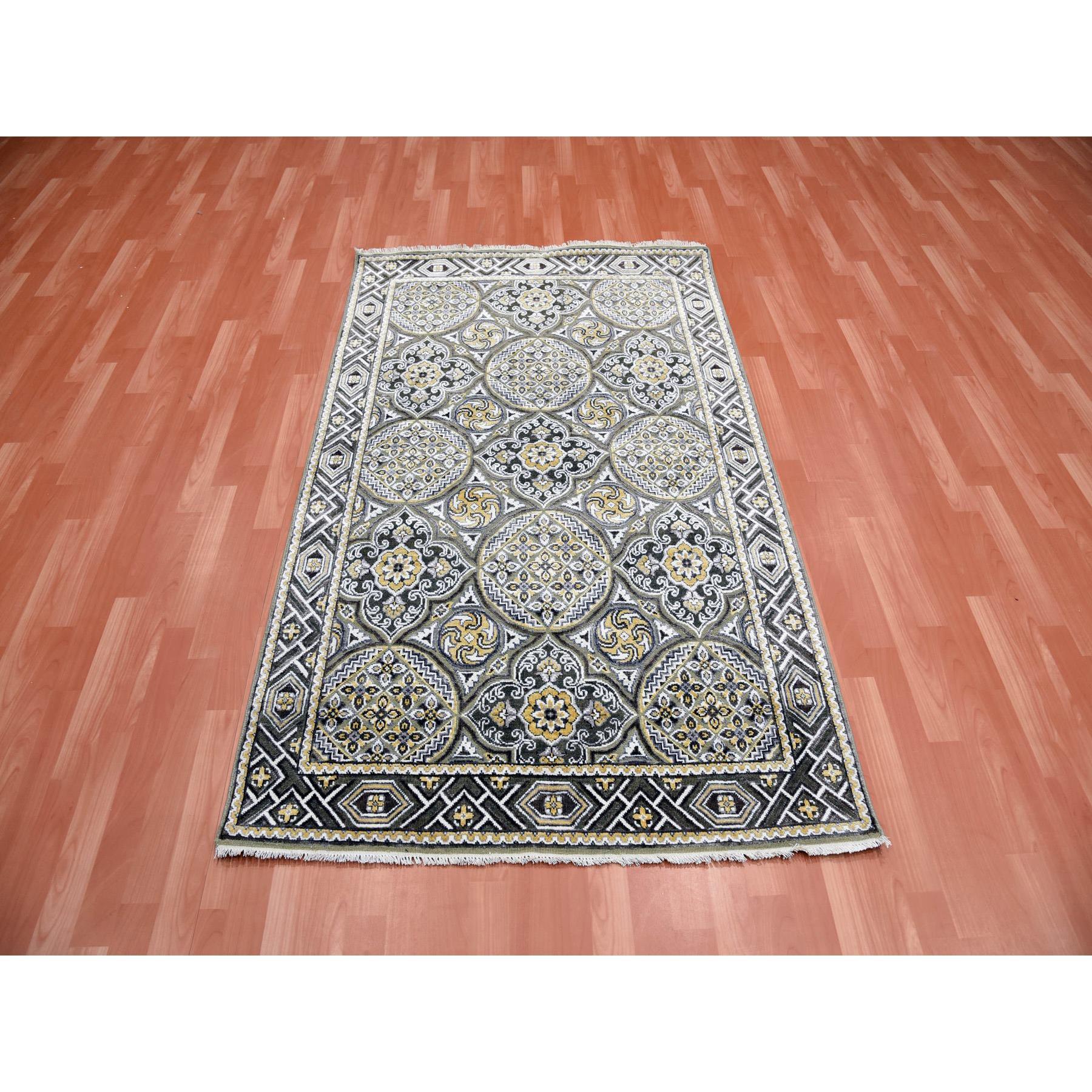 This is a truly genuine one-of-a-kind Textured Wool and Silk Mughal Inspired Medallions Design Hand-Knotted Oriental Rug.It has been Knotted for months and months in the centuries-old Persian weaving craftsmanship techniques by expert