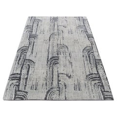 4'x6'3" Ash Gray The Cane Design Pure Silk & Wool Hand Knotted Oriental Rug