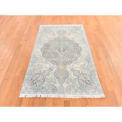 4'x6'3" Beige Tree of Life Meditation Design Silk Hand Knotted Oriental Rug