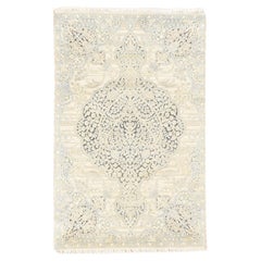 4'x6'3" Beige Tree of Life Meditation Design Silk Hand Knotted Oriental Rug