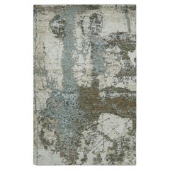 4'x6'3" Brown with Beige 100% Wool Abstract Design Hand Knotted Oriental Rug