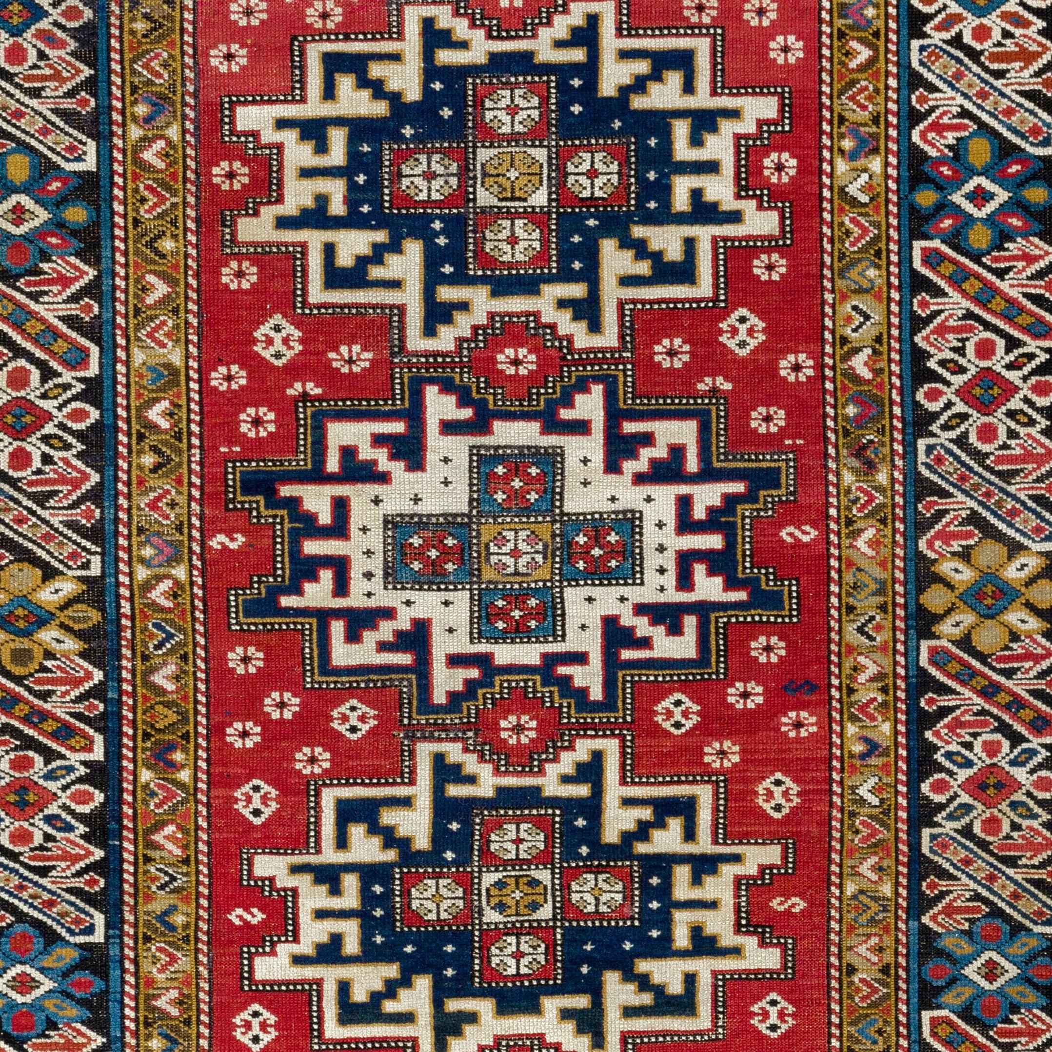 Antique Caucasian Chi Chi Shirvan rug. Finely hand-knotted with even medium wool pile on wool foundation. Very good condition. Washed professionally.
Size: 4 x 6.3 ft.