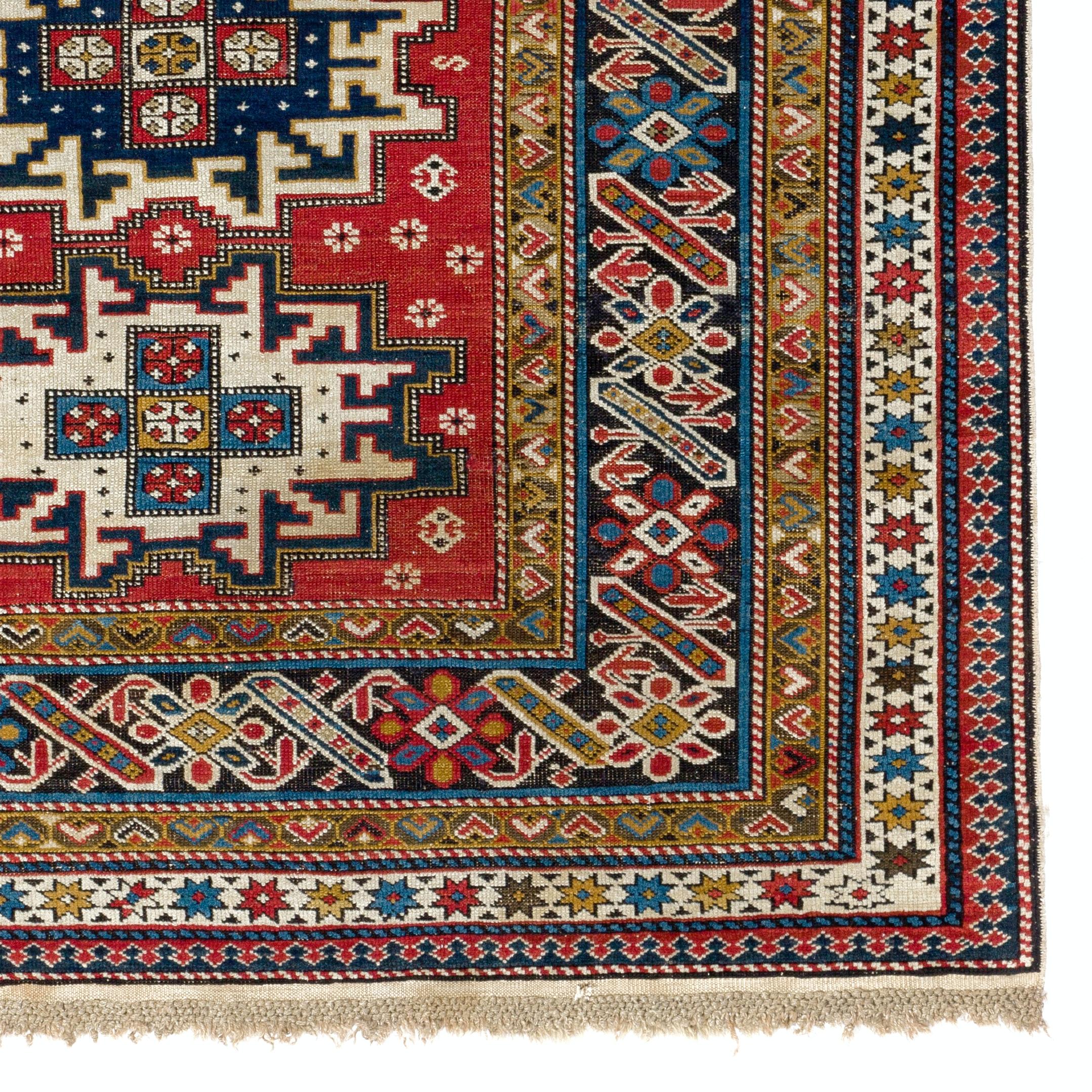 Hand-Knotted 4x6.3 ft Antique Caucasian Chi Chi Shirvan Rug. Rare Collectors Carpet For Sale