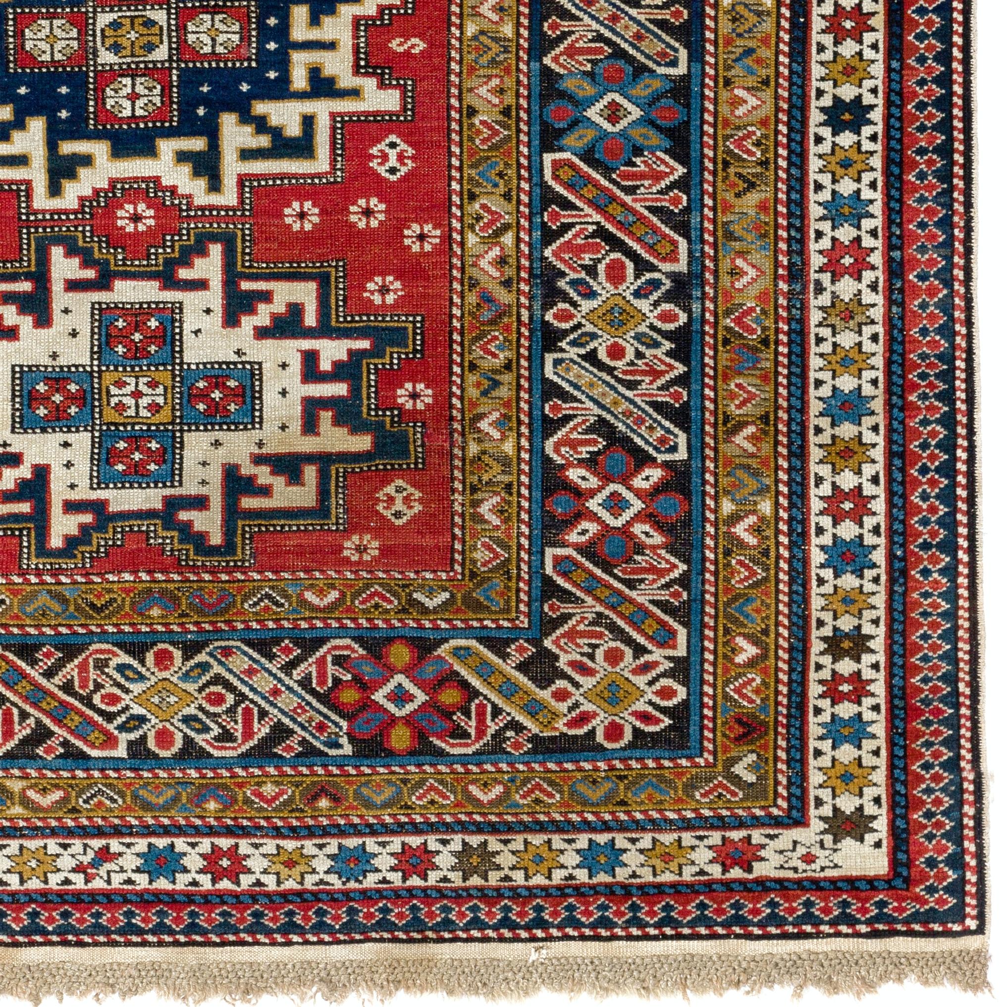 Antique Caucasian Chi Chi Shirvan rug. Finely hand-knotted with even medium wool pile on wool foundation. Very good condition. Washed professionally.
Size: 4 x 6.3 ft