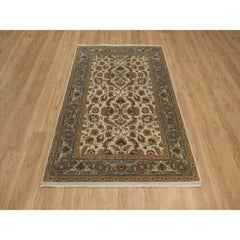 Tappeto Kashan Design/One 4'x6'3" Avorio annodato a mano 300 KPSI in lana neozelandese