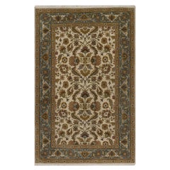 Tappeto Kashan Design/One 4'x6'3" Avorio annodato a mano 300 KPSI in lana neozelandese