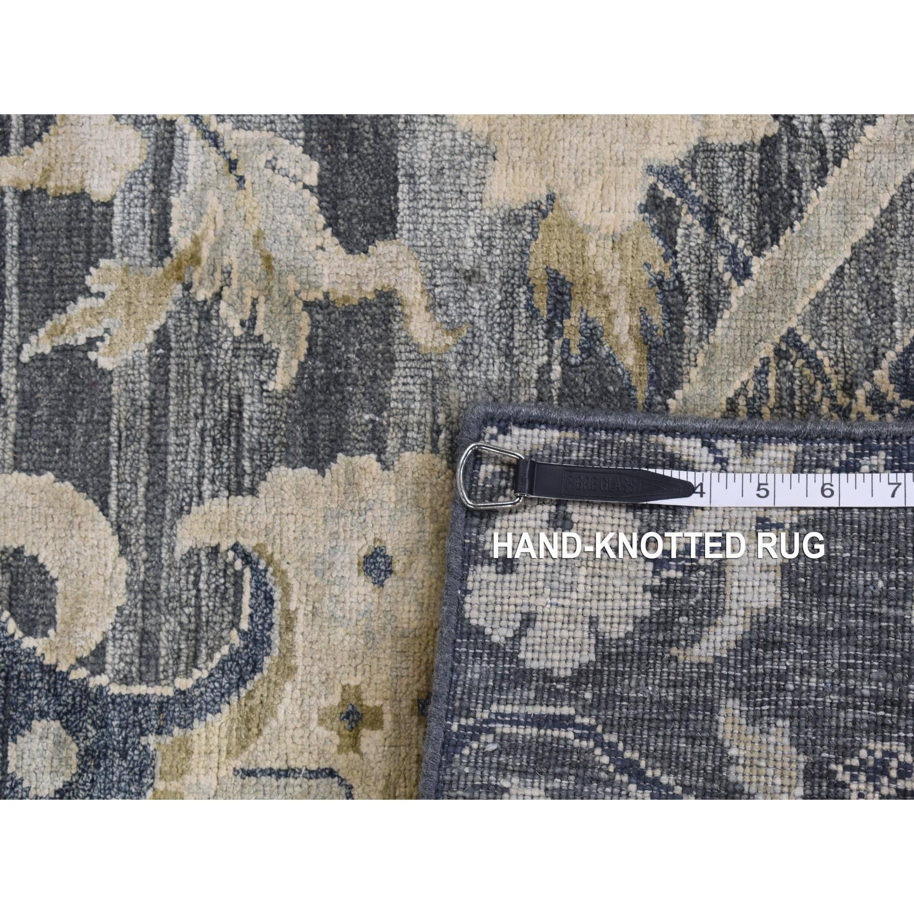 Lana Thunder Gray, Hunting Design Silk With Wool Hand Knotted Oriental Rugs 4'x6'3
