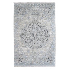 4'x6'3" Tree of Life Meditation Design Silk with Text Wool Hand Knotted Rug