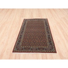 4'x6'3" Wool Herati Design Hand Knotted 250 KPSI Red Rug