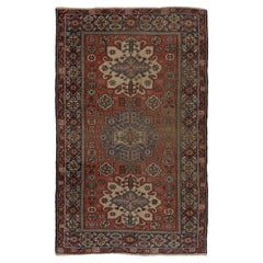 4x6.4 ft Traditional Vintage Hand Knotted Anatolian Village Rug with Medallions (tapis de village anatolien traditionnel noué à la main avec des médaillons)