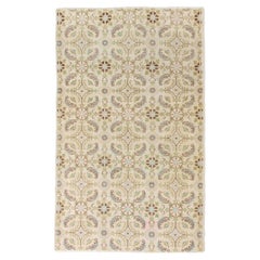 4x6.4 ft Vintage Turkish Area Rug, Beige Hand-Knotted Neutral Muted Wool Carpet