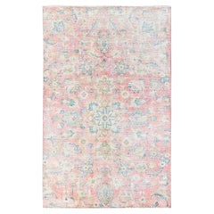 4
x6
4" Pink Vintage Persian Tabriz with Flower Design Hand Knotted Wool Rug