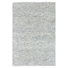 4'x6'4" Platine Gray Modern Grass Design Pure Undyed Wool noué à la main