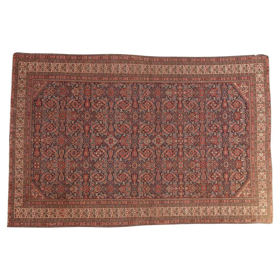 Antique Mission Malayer Rug with Floral Medallion in Blue, Orange and ...