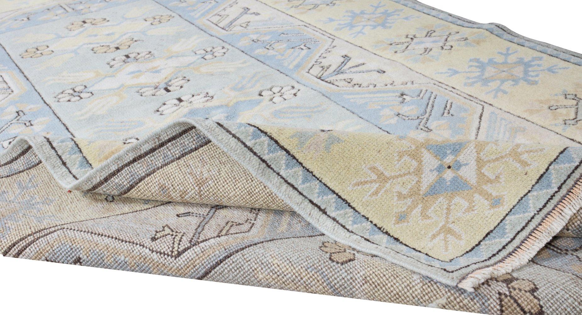 4x6,5 Ft handgeknüpfter türkischer Milas-Teppich im Vintage-Stil für Bauernhaus-Dekor, 100 % Wolle (Oushak) im Angebot