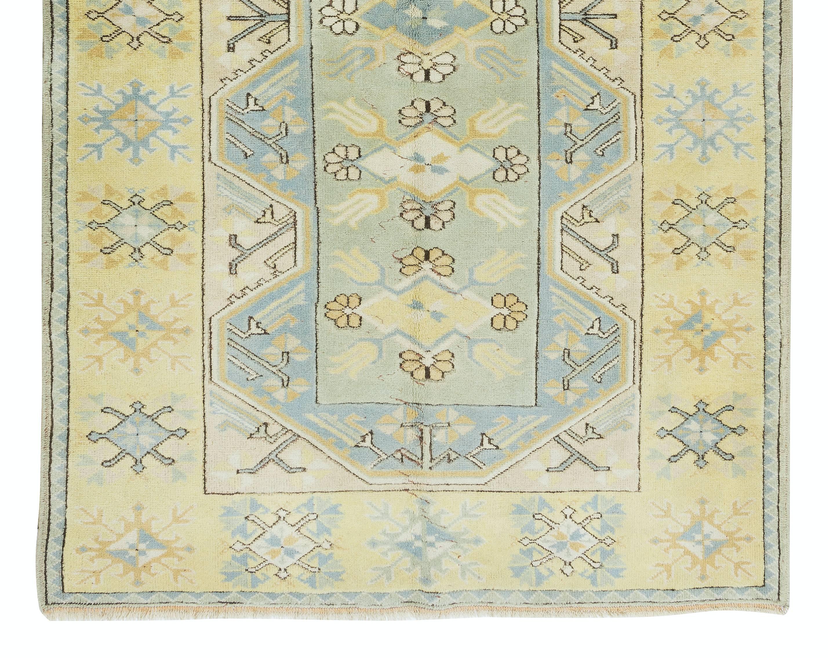 4x6.5 Ft Alfombra Milas Turca Vintage Anudada a Mano para Decoración de Granja, 100% Lana Anudado a mano en venta