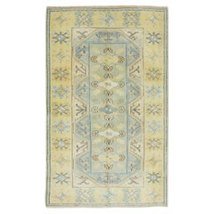 4x6.5 Ft Alfombra Milas Turca Vintage Anudada a Mano para Decoración de Granja, 100% Lana