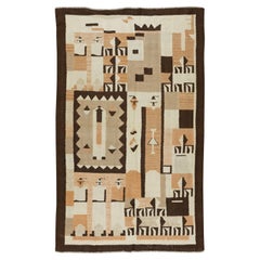 Tapis Kilim tribal indien Navajo vintage en laine, motif géométrique, 4x6,5 pieds