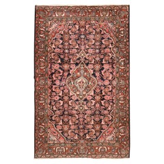 4'x6'5" Midnight Blue Vintage Persian Hamadan Wool Hand Knotted Oriental Rug
