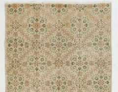 Alfombra Vintage de Lana Floral Turca Anudada a Mano en Suaves Tonos Pasteles de 1,8 m