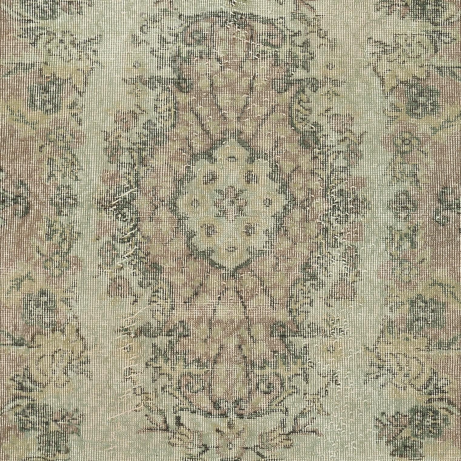 Annodato a mano Tappeto vintage turco 4x6.6 Ft tinto in verde per interni moderni in vendita