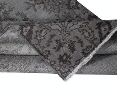 4x6.7 Ft Modern Handmade Turkish Gray Indoor Outdoor Rug with Medallion Design