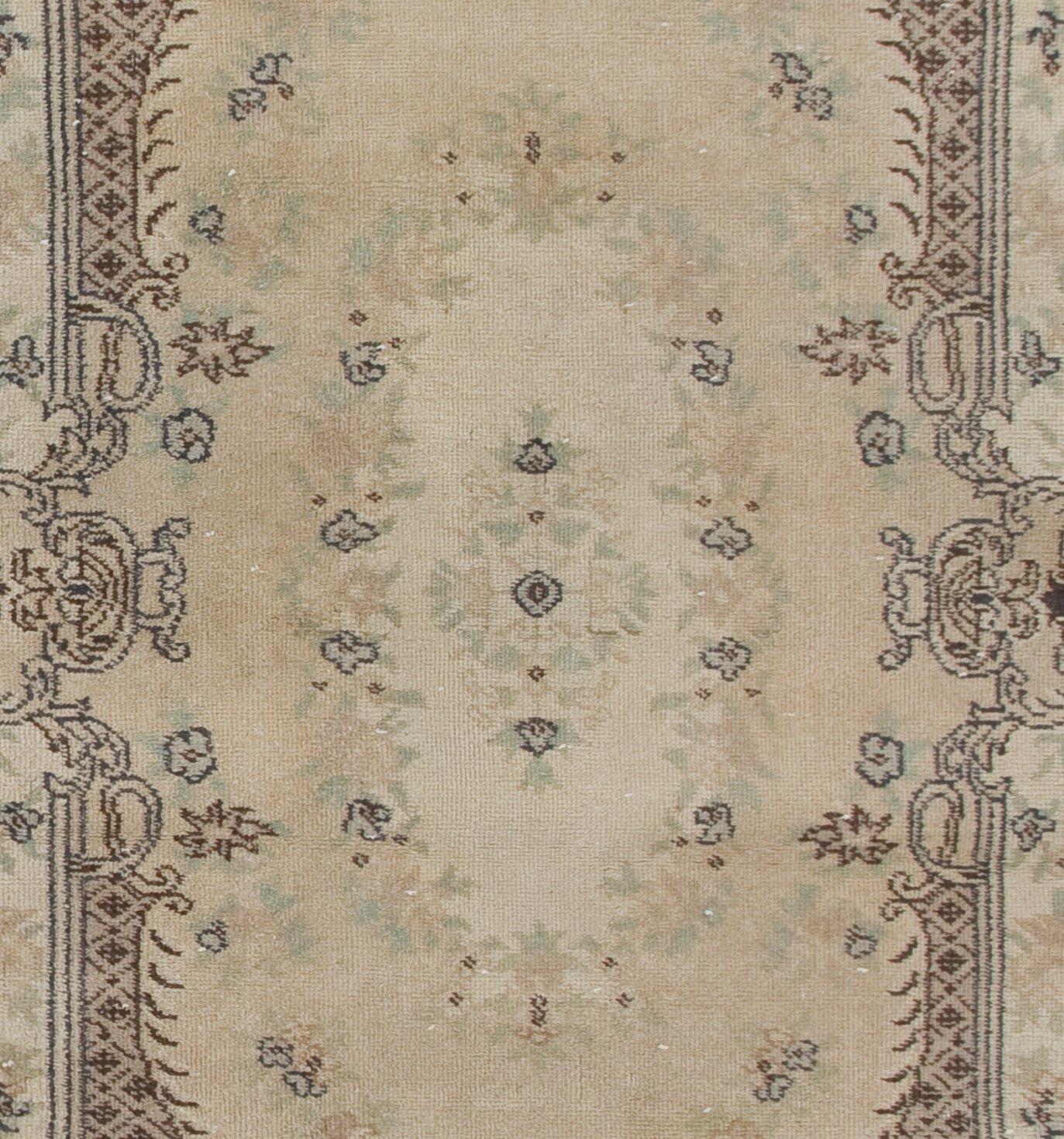 French Aubusson Inspired Mid-Century Turkish Rug in Soft Colors In Good Condition For Sale In Philadelphia, PA