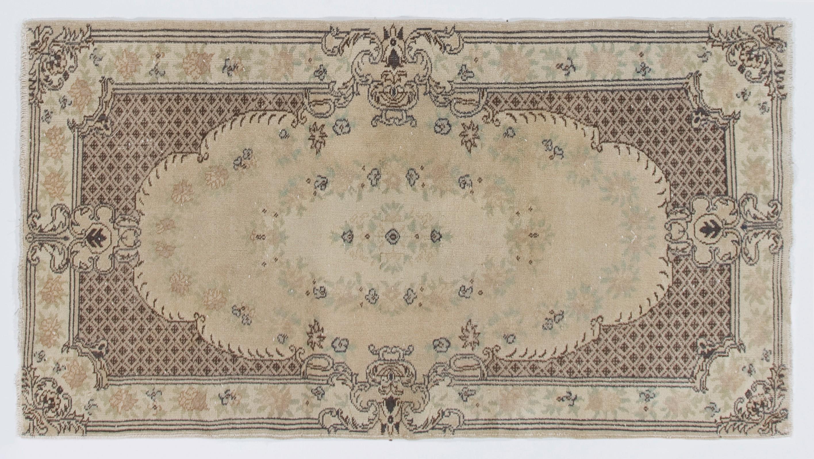 20th Century French Aubusson Inspired Mid-Century Turkish Rug in Soft Colors For Sale