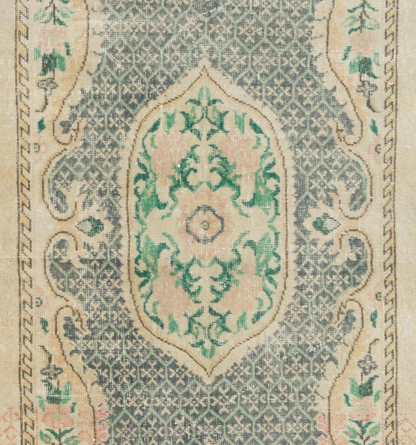 4x6.8 ft French Aubusson Inspired Vintage Handmade Turkish Wool Area Rug In Good Condition For Sale In Philadelphia, PA