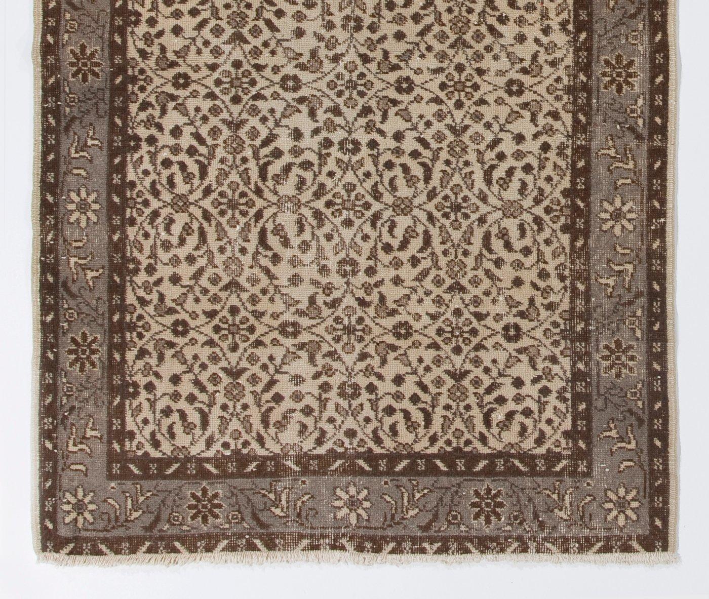 Hand-Knotted Handmade Vintage Turkish Oushak Accent Rug with All-Over Floral Design 4x6.8 ft For Sale