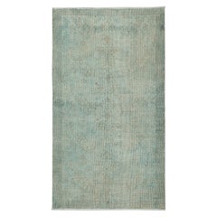 Tappeto moderno 4x6.8 Ft in azzurro, tessuto e annodato a mano in Turchia