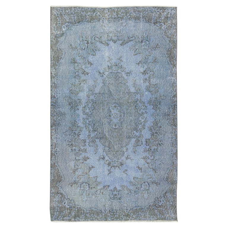 Turkish Vintage Handmade Accent Rug in Light Blue for Modern Interiors ...