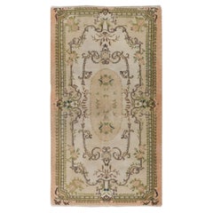 4x6.8 Ft Vintage Aubusson inspiriert türkischen handgefertigten Wollteppich in weichen Farben