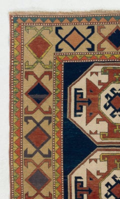 4x6.7 Ft Vintage Caucasian Kazak Rug, Wool Hand-Knotted Carpet, Floor Covering