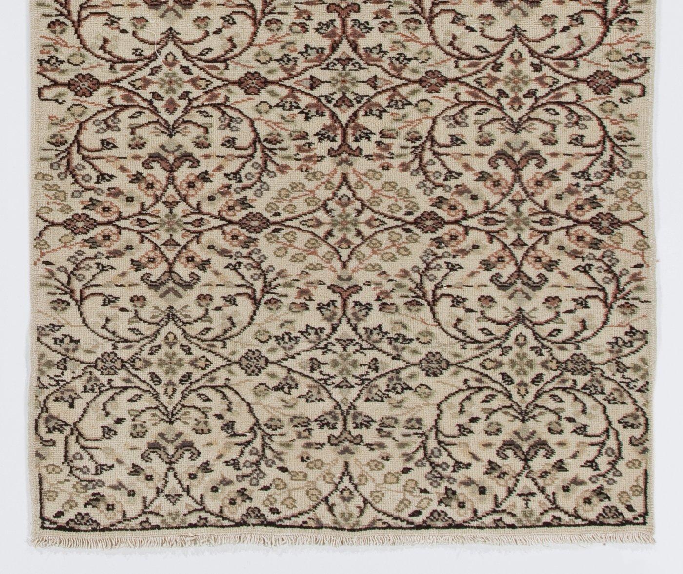 Oushak Vintage Floral Design Handmade Anatolian Rug for Home & Office Decor 4 x 6.8 ft For Sale