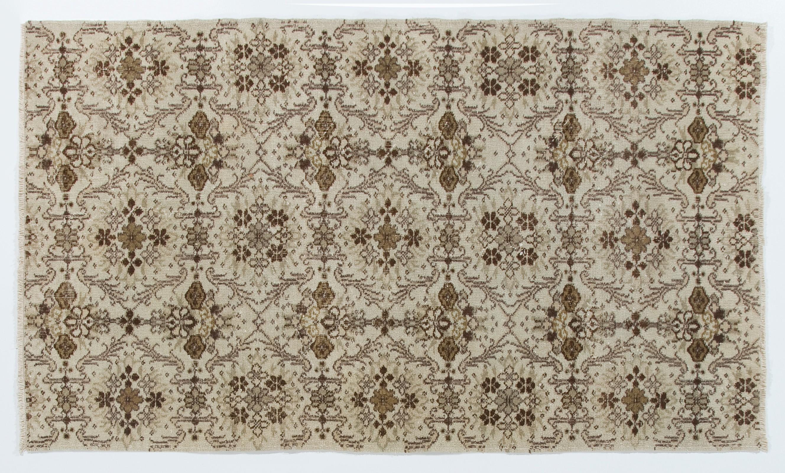 Hand-Knotted 4x7 Ft MidCentury Turkish Deco Accent Rug. Wool Handmade Carpet, Floor Covering For Sale
