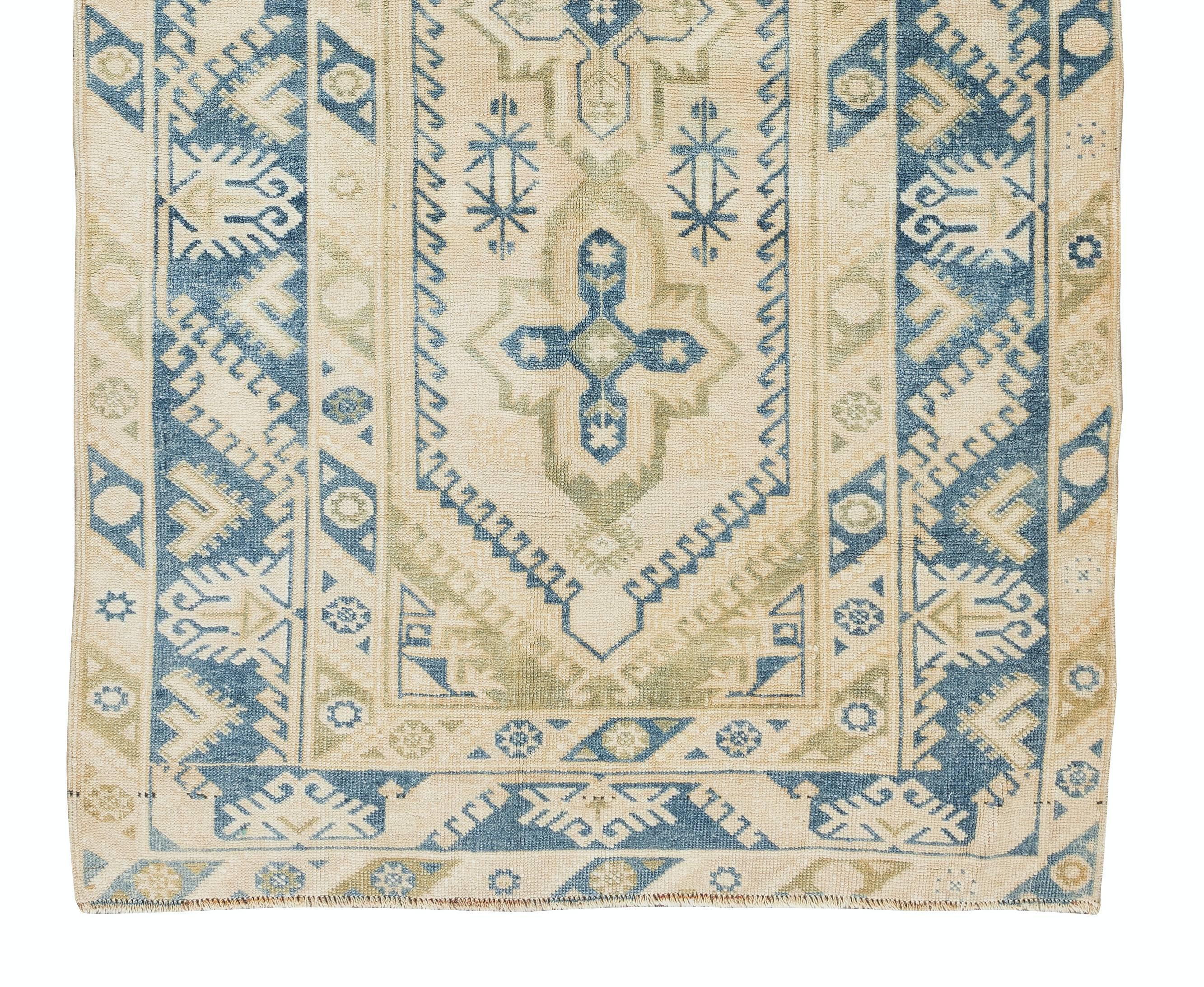 Hand-Knotted Vintage Handmade Rug from Central Anatolia, Woolen Floor Covering For Sale