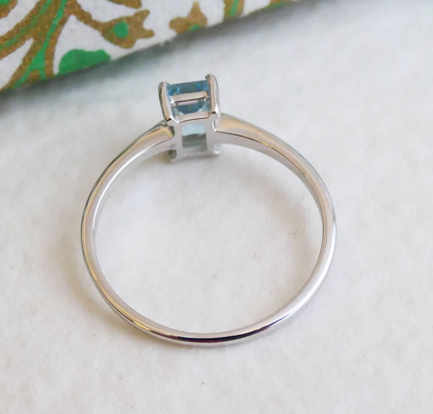 Anillo 4x6mm Aguamarina Oro Blanco 14kt en Nuevo estado para la venta en Oslo, 03